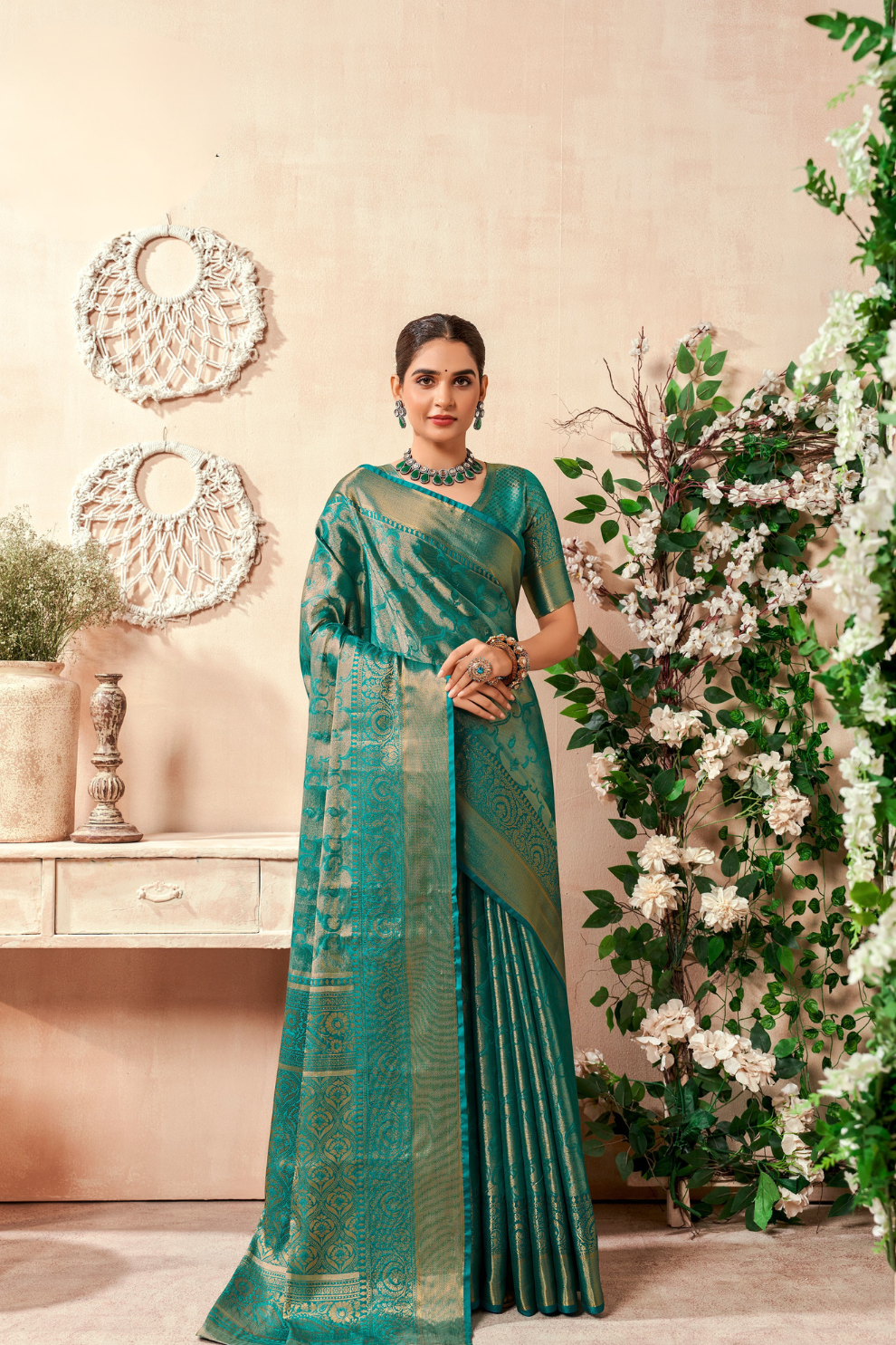 Pure Dharmavaram Silk Saree with Zari Weaving
