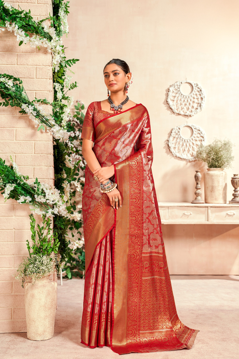 Pure Dharmavaram Silk Saree with Zari Weaving