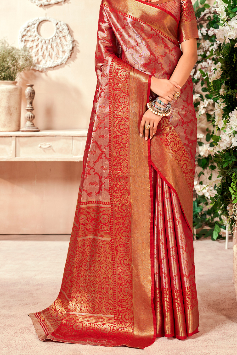 Pure Dharmavaram Silk Saree with Zari Weaving