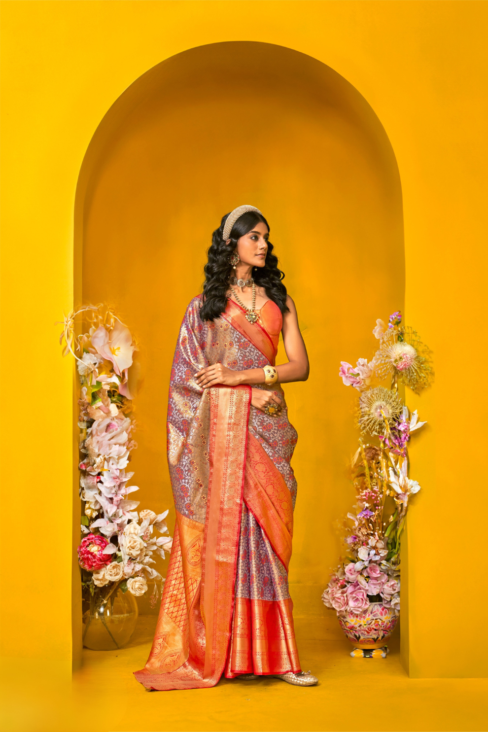 Pure Dharmavaram Silk Saree with Handloom Weaving Craft