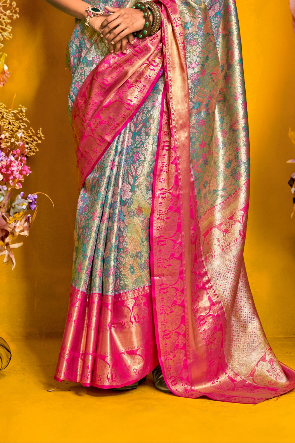 Pure Dharmavaram Silk Saree with Handloom Weaving Craft