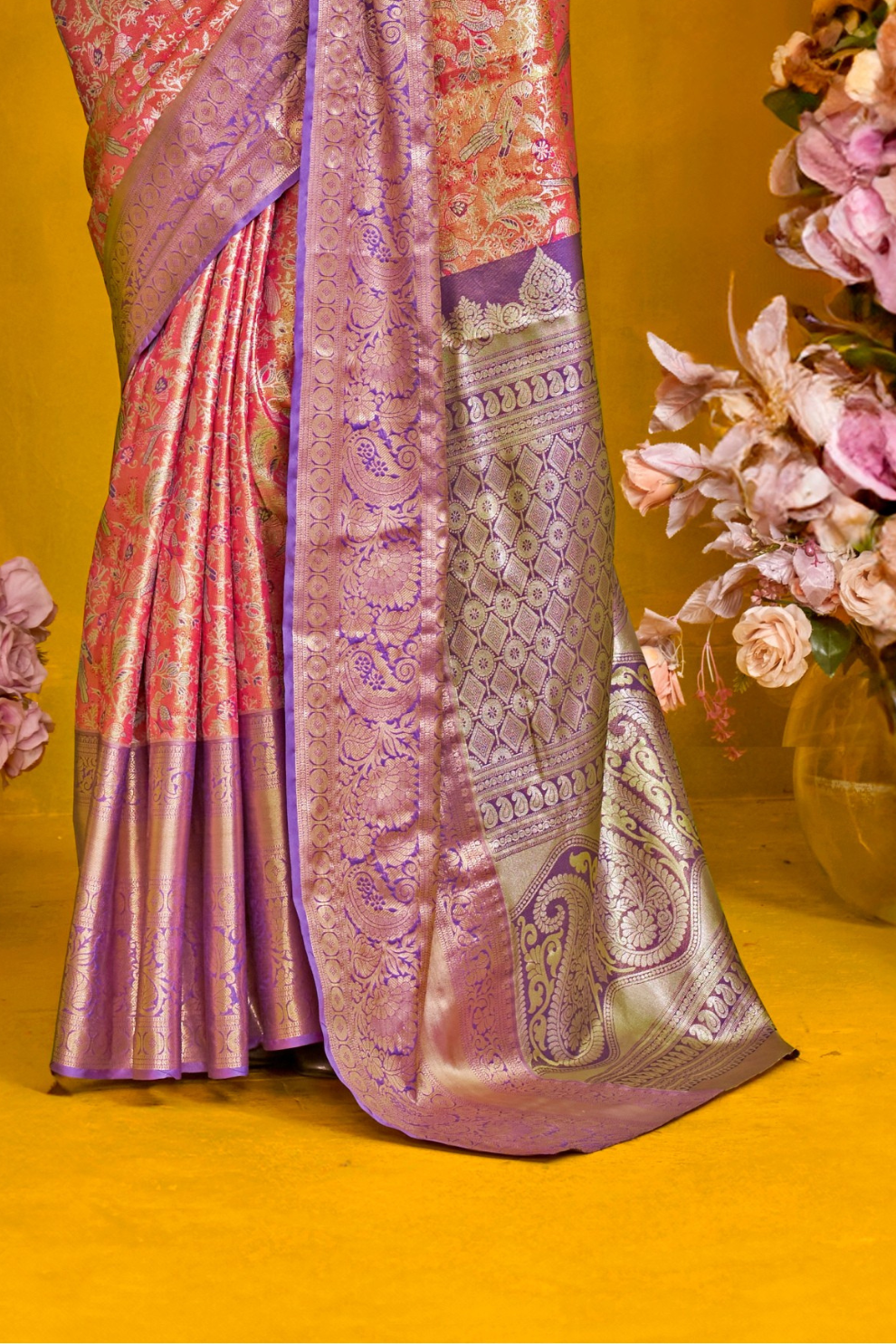 Pure Dharmavaram Silk Saree with Handloom Weaving Craft