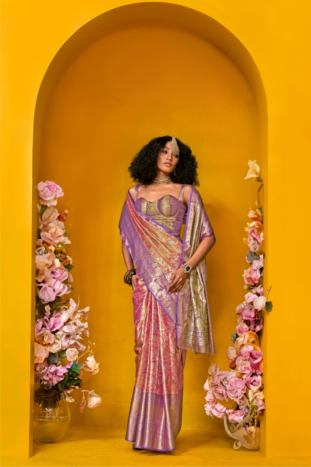 Pure Dharmavaram Silk Saree with Handloom Weaving Craft