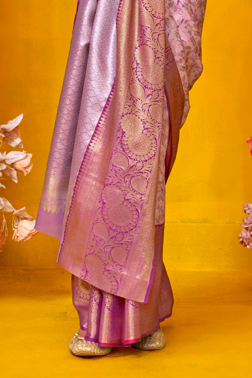 Pure Dharmavaram Silk Saree with Handloom Weaving Craft