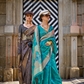 Pure Handloom Two Tone Organza Weaving Saree with Subtle Zari Shine