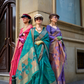 Pure Handloom Two Tone Organza Weaving Saree with Subtle Zari Shine