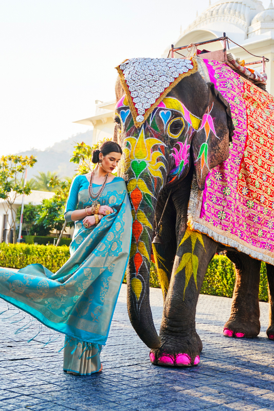 Elegant Kanjivaram Silk Saree with Rich Handloom Weaving