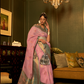Pure Linen Weaving Saree with Stylish Copper Zari Work