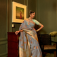 Pure Linen Weaving Saree with Stylish Copper Zari Work