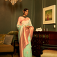 Pure Linen Weaving Saree with Stylish Copper Zari Work