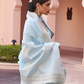 Pure Linen Silk Saree with Traditional Hand Weaving Design