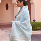 Pure Linen Silk Saree with Traditional Hand Weaving Design