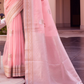 Pure Linen Silk Saree with Traditional Hand Weaving Design