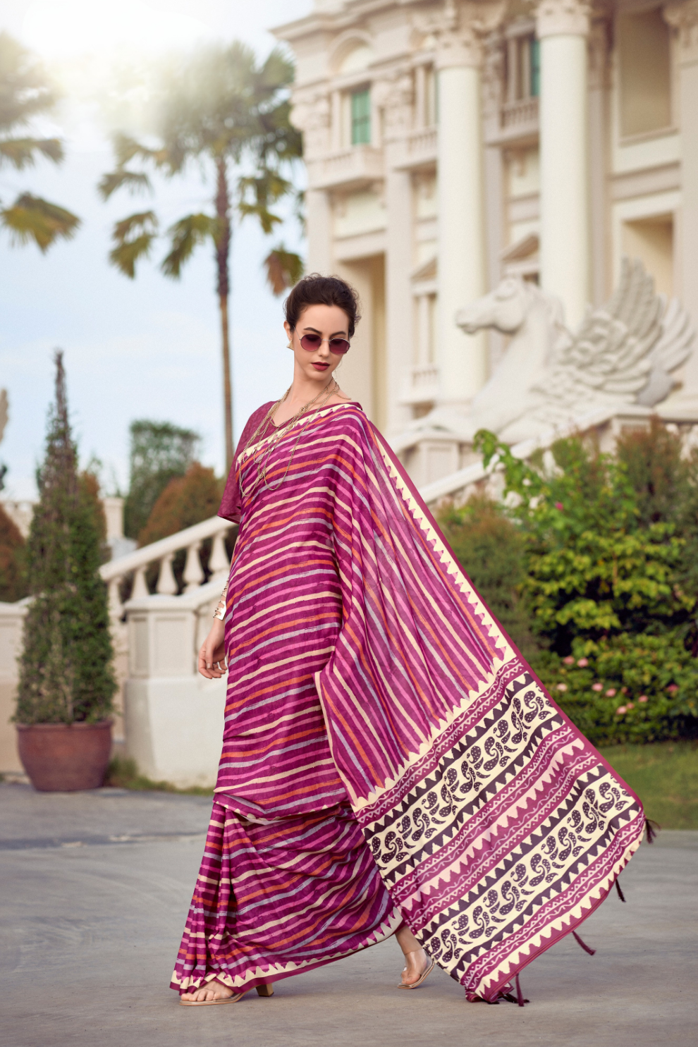 Elegant Whispers Pure Mal Mal Cotton Saree in Modern Digital Motifs