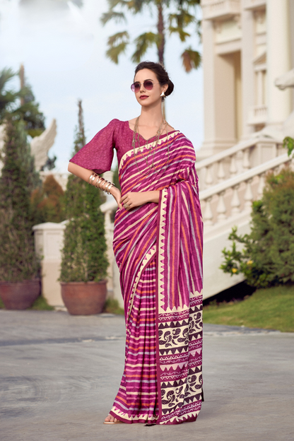 Elegant Whispers Pure Mal Mal Cotton Saree in Modern Digital Motifs - LaVante Fashion