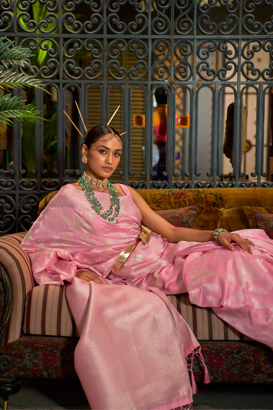 Banarasi Saree with Contrast Border and Traditional Weaving
