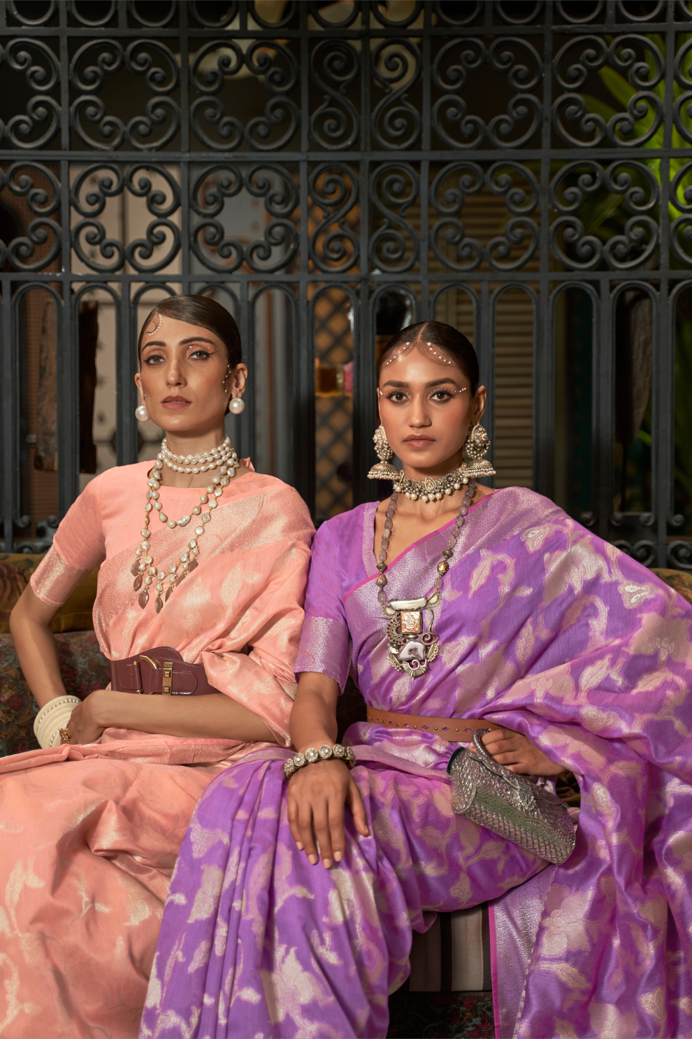 Banarasi Saree with Contrast Border and Traditional Weaving