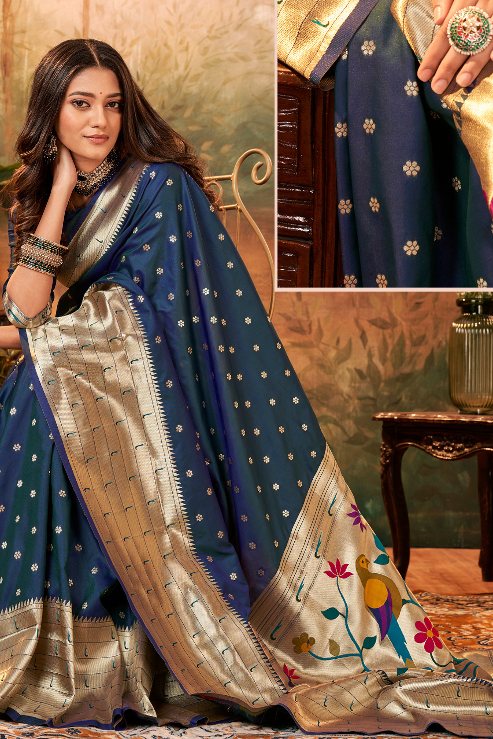 Pure Paithani Silk Saree with Zari Weaving