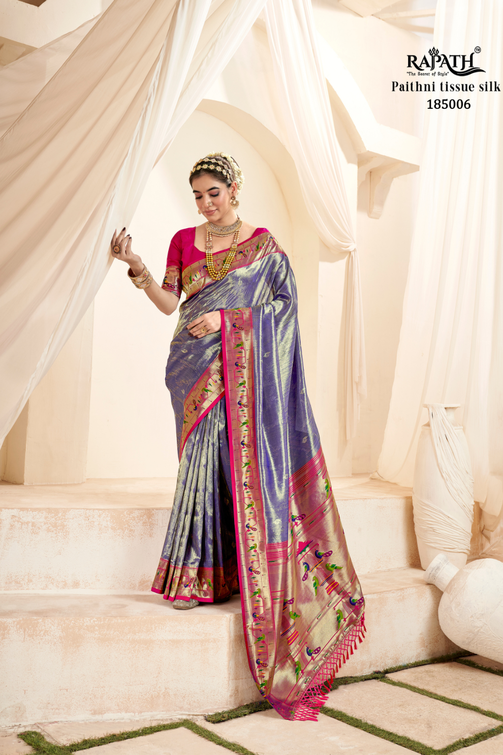 Pure Paithani Tissue Silk Saree with Rich Zari Border