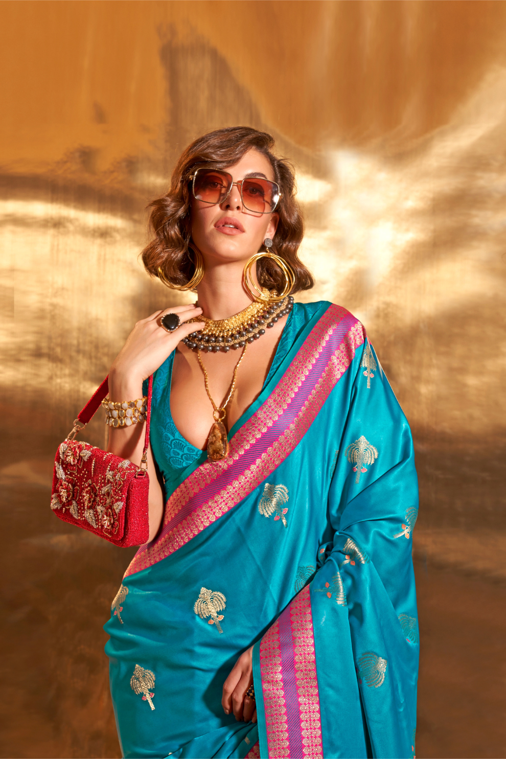 Woven Zari Satin Banarasi Silk Saree with Rich Traditional Detailing