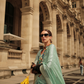 Lustrous Silk Satin Saree with Elegant Drape