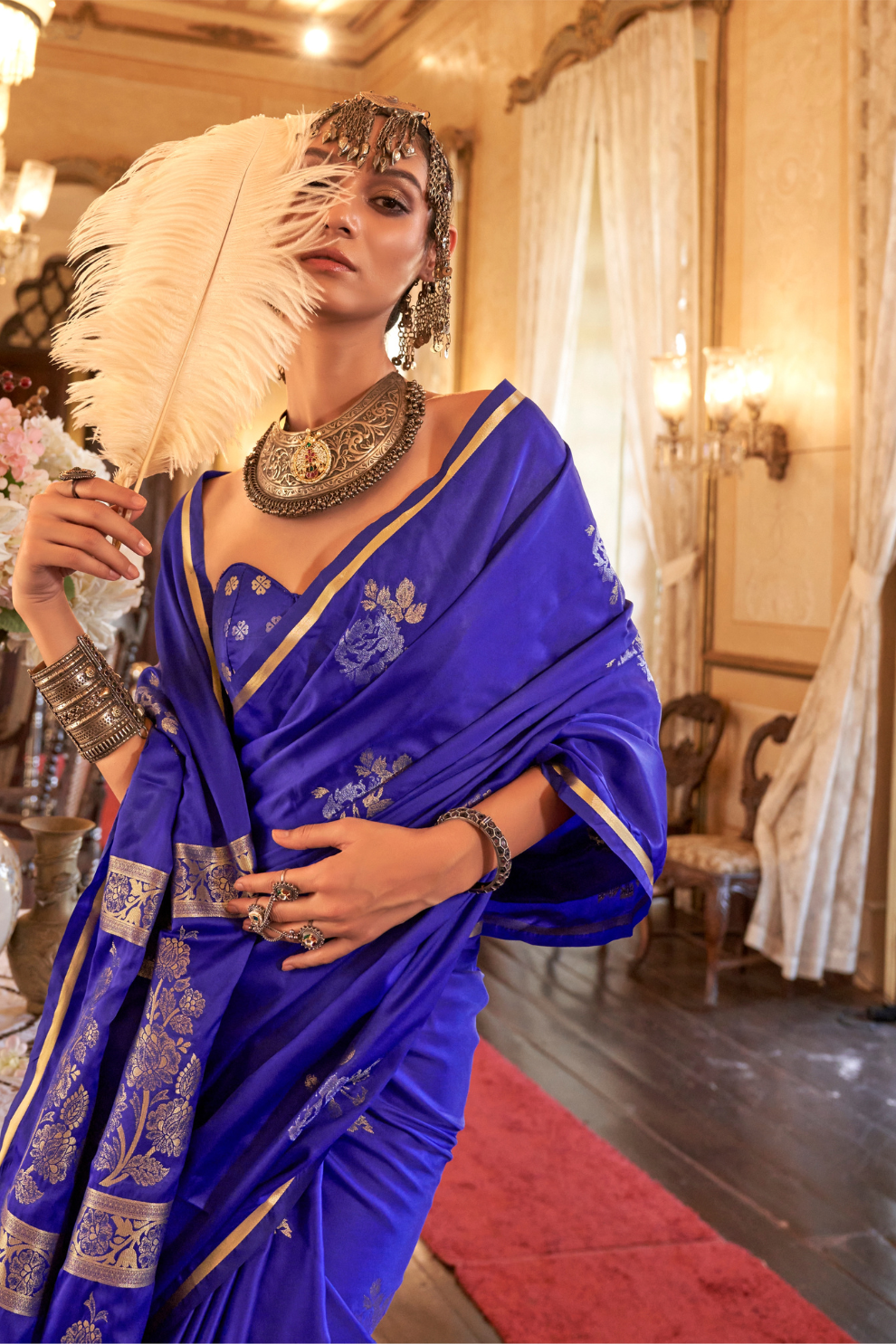 Zari Woven Banarasi Satin Silk Saree with Glossy Rich Finish