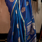 Banarasi Satin Silk Saree with Dual Zari Motifs Finish