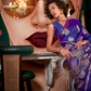 Banarasi Satin Silk Saree with Dual Zari Motifs Finish