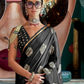 Banarasi Satin Silk Saree with Dual Zari Motifs Finish