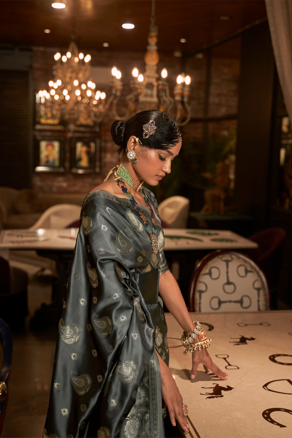Pure Satin Saree with Elegant Handloom Weaving Design