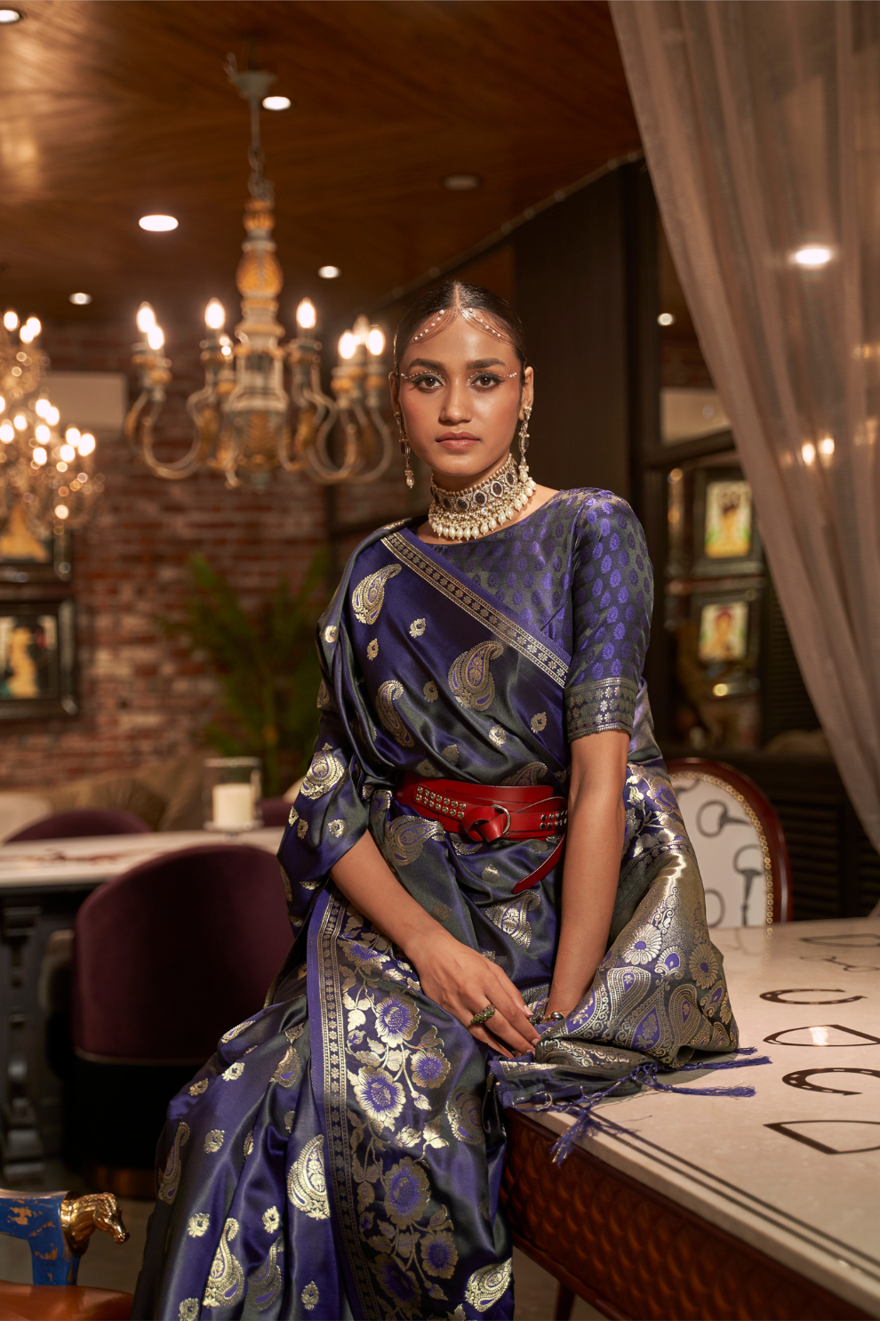 Pure Satin Saree with Elegant Handloom Weaving Design