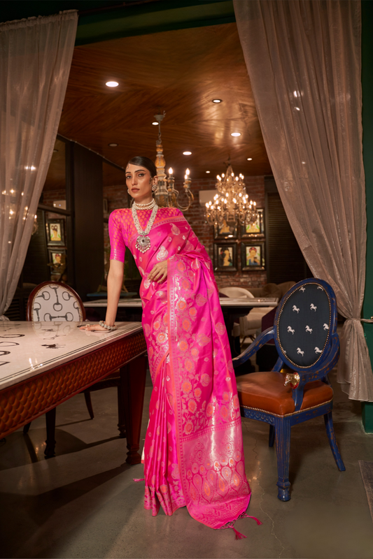 Pure Satin Saree with Elegant Handloom Weaving Design