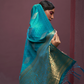 Printed Silk Saree with Zari Border and Tassels