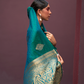 Printed Silk Saree with Zari Border and Tassels
