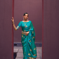 Printed Silk Saree with Zari Border and Tassels