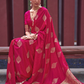 Printed Silk Saree with Zari Border and Tassels