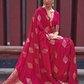 Printed Silk Saree with Zari Border and Tassels