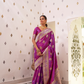 Glossy Satin Silk Saree with Intricate Weaving Work