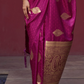 Printed Silk Saree with Zari Border and Tassels