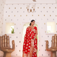 Glossy Satin Silk Saree with Intricate Weaving Work