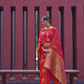 Printed Silk Saree with Zari Border and Tassels