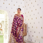 Glossy Satin Silk Saree with Intricate Weaving Work