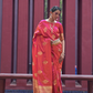 Printed Silk Saree with Zari Border and Tassels