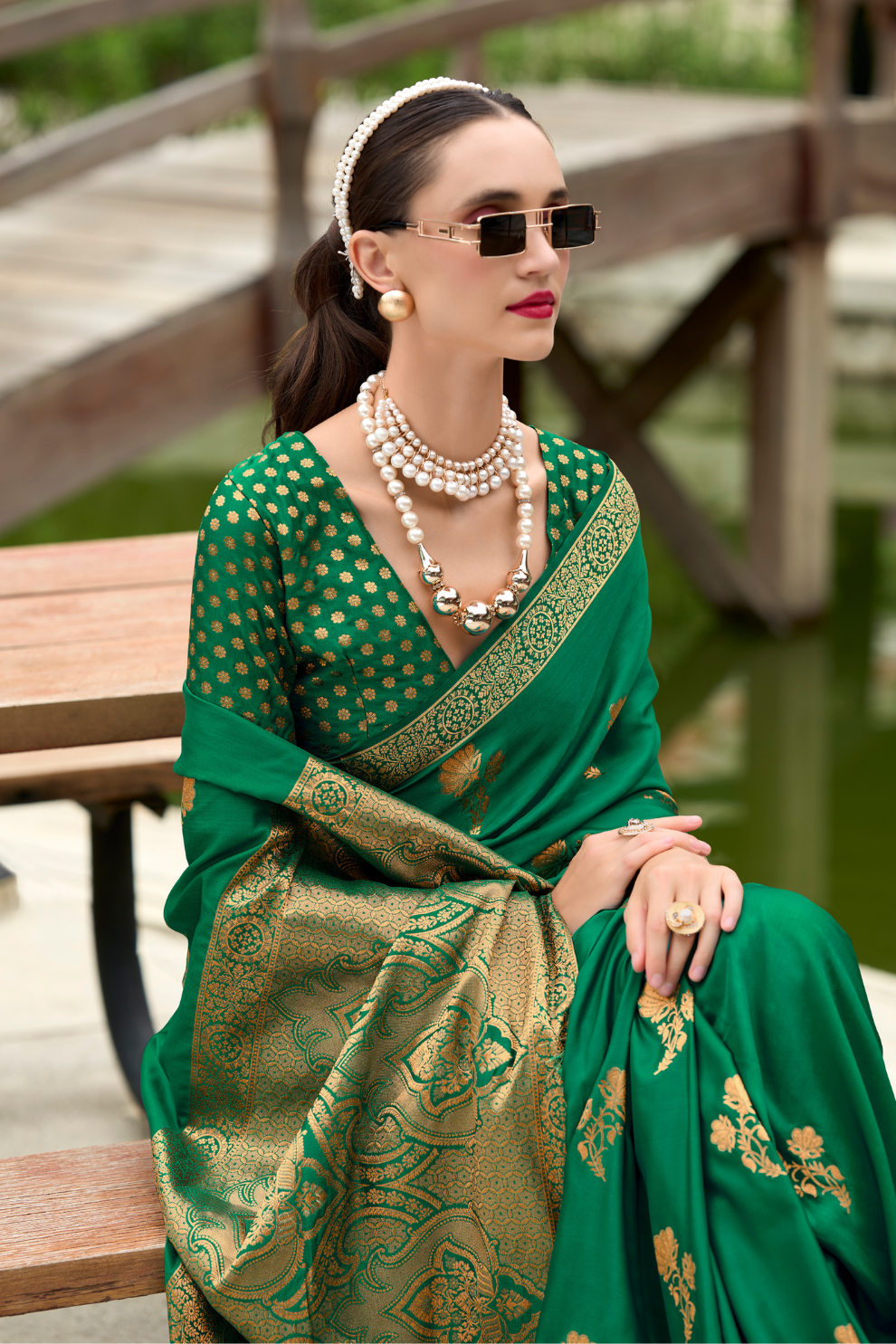 Royal Handwoven Satin Saree with Intricate Zari Detailing - LaVante Fashion