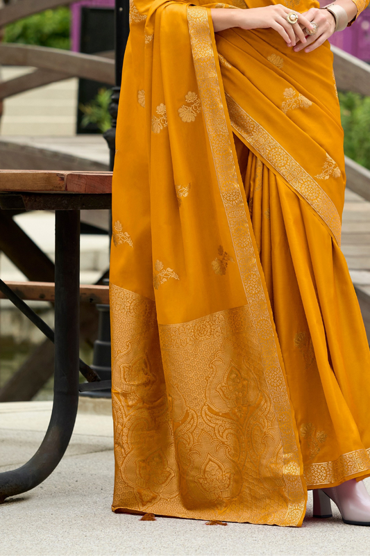 Royal Handwoven Satin Saree with Intricate Zari Detailing - LaVante Fashion