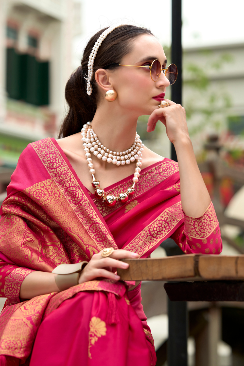 Royal Handwoven Satin Saree with Intricate Zari Detailing - LaVante Fashion