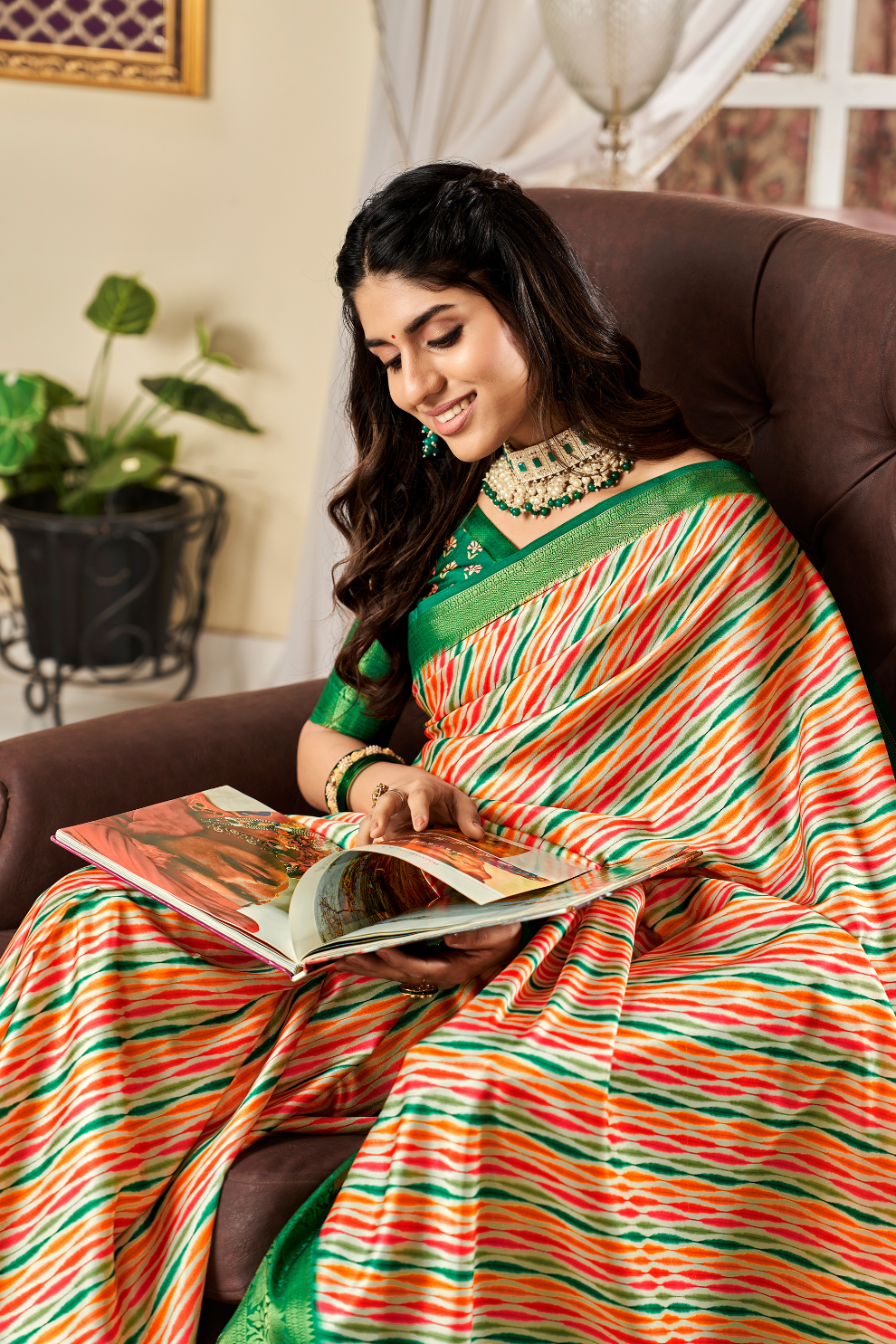 Glossy Pure Satin Silk Drape with Contemporary Digital Art - LaVante Fashion