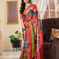 Glossy Pure Satin Silk Drape with Contemporary Digital Art - LaVante Fashion