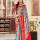 Glossy Pure Satin Silk Drape with Contemporary Digital Art - LaVante Fashion