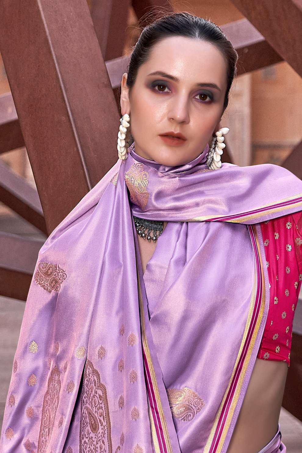 Luxurious Satin Fabric Adorned with Traditional Zari Work - LaVante Fashion